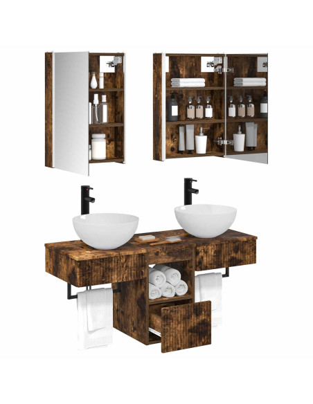 Set di Armadi da Bagno 5 pcs Rovere Fumo 43 x 11,5 x 60,5 cm