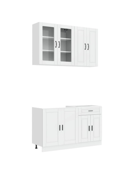 Unità Cucina PORTO 4 pcs Bianco Lucido Legno ingegnerizzato