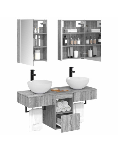 Set di Armadi da Bagno 5 pcs Sonoma grigio 43 x 11,5 x 60,5 cm