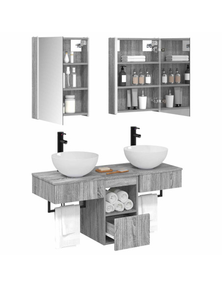 Set di Armadi da Bagno 5 pcs Sonoma grigio 43 x 11,5 x 60,5 cm