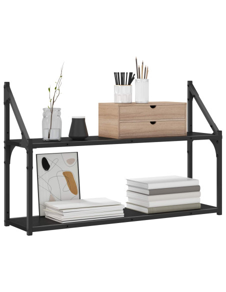 Scaffale da parete A parete Rovere nero 80 x 21 x 51 cm