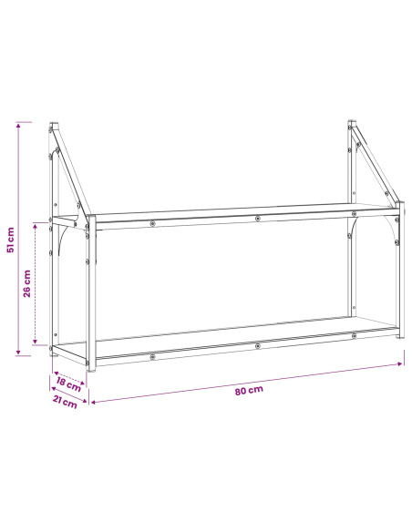 Scaffale da parete A parete Rovere nero 80 x 21 x 51 cm