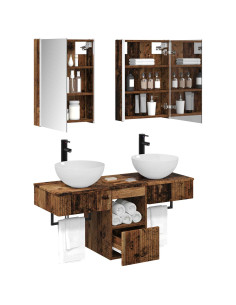 Set di Armadi da Bagno 5 pcs Legno antico 43 x 11,5 x 60,5 cm 2