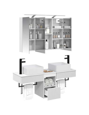 Set di Armadi da Bagno 4 pcs Bianco 100 x 14,5 x 70 cm