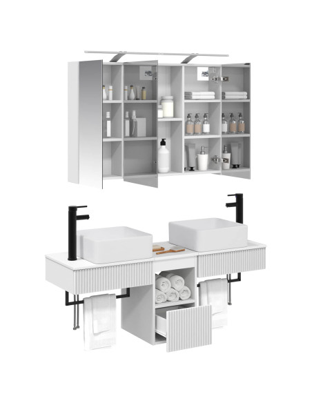Set di Armadi da Bagno 4 pcs Bianco 100 x 14,5 x 70 cm