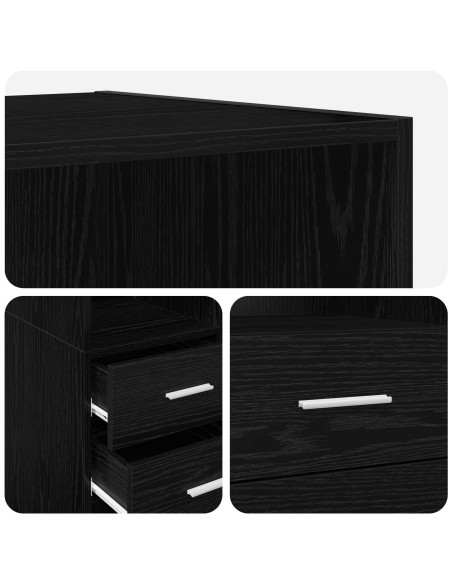 Libreria Rovere nero 30 x 42.4 x 185.2 cm