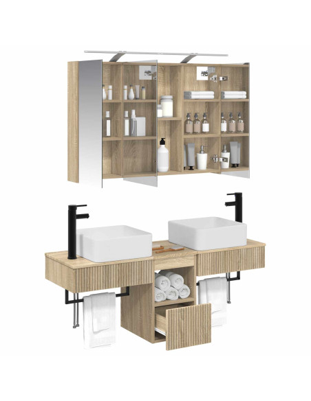 Set di Armadi da Bagno 4 pcs Rovere Sonoma 100 x 14,5 x 70 cm