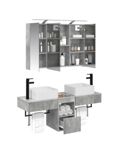 Set di Armadi da Bagno 4 pcs Grigio Cemento 100 x 14,5 x 70 cm 2