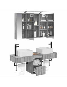 Set di Armadi da Bagno 4 pcs Sonoma grigio 100 x 14,5 x 70 cm 2