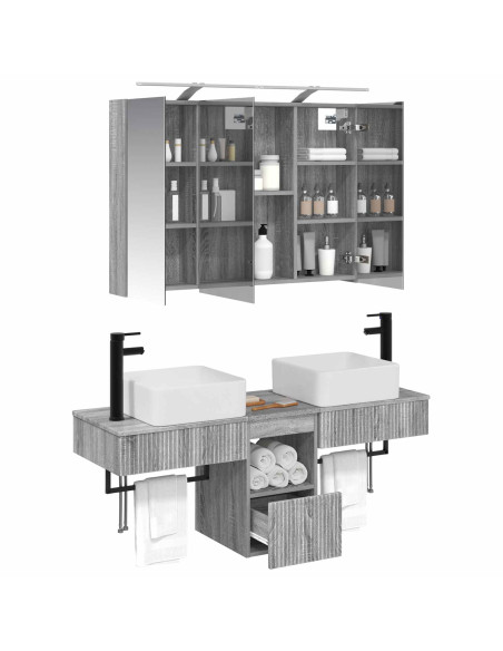 Set di Armadi da Bagno 4 pcs Sonoma grigio 100 x 14,5 x 70 cm