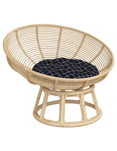 Cuscino Rotondo Nero Motivo a Quadri Ø 60x11cm Tessuto Oxford