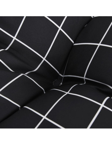 Cuscino Rotondo Nero Motivo a Quadri Ø 60x11cm Tessuto Oxford