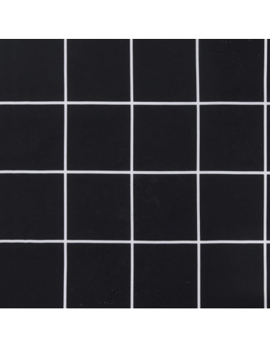 Cuscino Rotondo Nero Motivo a Quadri Ø 60x11cm Tessuto Oxford