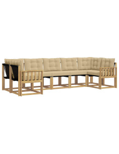 Set di divani da esterno con cuscino 7 pcs Bianco e Beige 2