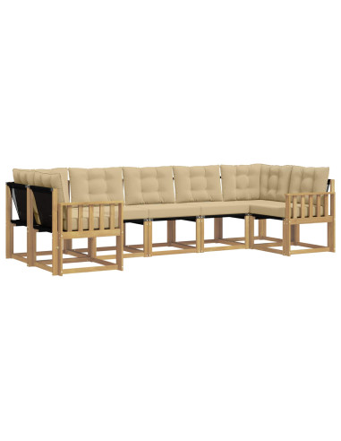 Set di divani da esterno con cuscino 7 pcs Bianco e Beige
