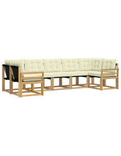 Set di divani da esterno con cuscino 7 pcs Bianco e Crema 2