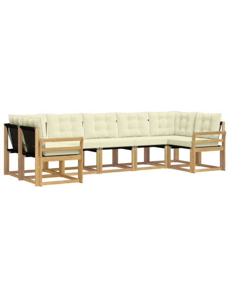Set di divani da esterno con cuscino 7 pcs Bianco e Crema