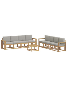 Set di divani da esterno 9 pcs Bianco e Grigio Chiaro 2