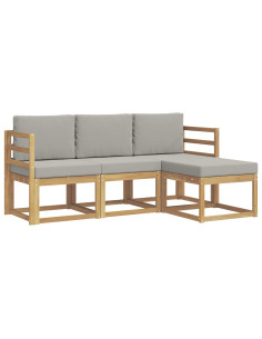 Set di divani da esterno 4 pcs Bianco e Grigio Chiaro 2