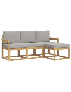 Set di divani da esterno 4 pcs Bianco e Grigio Chiaro 2