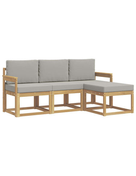 Set di divani da esterno 4 pcs Bianco e Grigio Chiaro