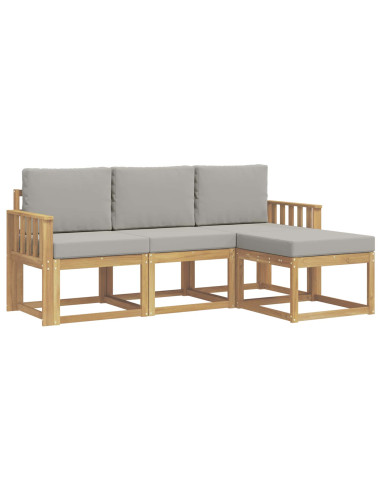 Set di divani da esterno 4 pcs Bianco e Grigio Chiaro