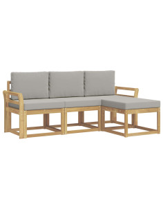 Set di divani da esterno 4 pcs Bianco e Grigio Chiaro 2