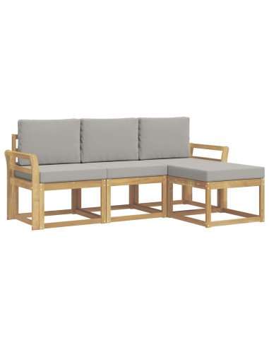 Set di divani da esterno 4 pcs Bianco e Grigio Chiaro