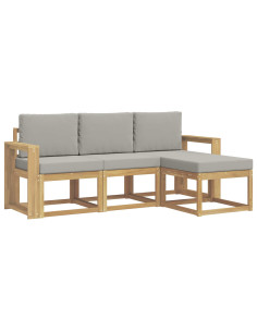 Set di divani da esterno 4 pcs Bianco e Grigio Chiaro 2