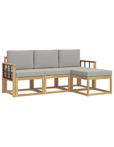 Set di divani da esterno 4 pcs Bianco e Grigio Chiaro