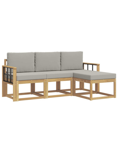 Set di divani da esterno 4 pcs Bianco e Grigio Chiaro