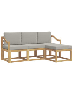 Set di divani da esterno 4 pcs Bianco e Grigio Chiaro 2