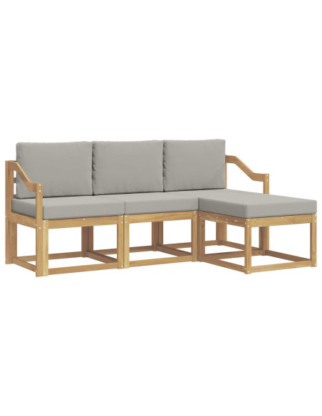 Set di divani da esterno 4 pcs Bianco e Grigio Chiaro