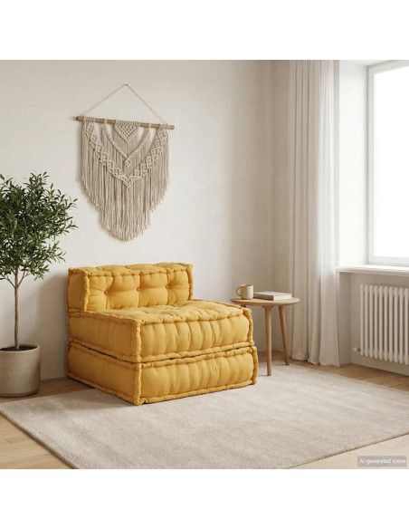 Divano Componibile Giallo 70x70x54 in Tessuto