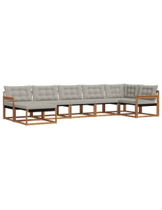 Set di divani da esterno 7 pcs Grigio Naturale e Chiaro 2