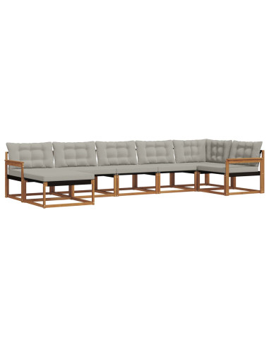Set di divani da esterno 7 pcs Grigio Naturale e Chiaro