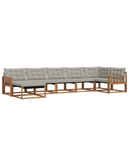 Set di divani da esterno 7 pcs Grigio Naturale e Chiaro