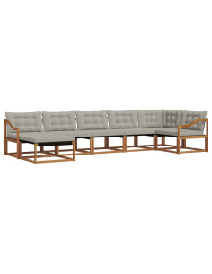 Set di divani da esterno 7 pcs Grigio Naturale e Chiaro 2