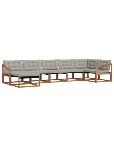 Set di divani da esterno 7 pcs Grigio Naturale e Chiaro
