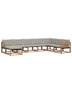 Set di divani da esterno 8 pcs Grigio Naturale e Chiaro 2
