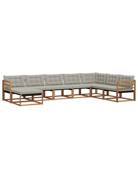 Set di divani da esterno 8 pcs Grigio Naturale e Chiaro
