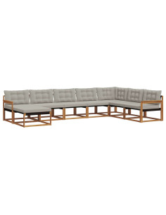 Set di divani da esterno 8 pcs Grigio Naturale e Chiaro 2