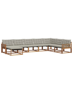 Set di divani da esterno 8 pcs Grigio Naturale e Chiaro 2