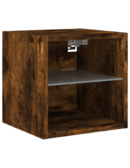 Mobili TV a Muro con LED 6pz Rovere Fumo in Legno Multistrato
