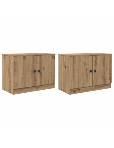 Armadietto per letto 2 pcs Rovere Artigianale 66 x 35 x 48 cm