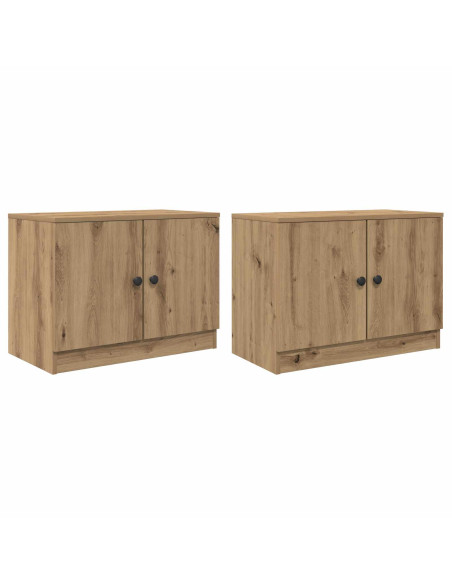 Armadietto per letto 2 pcs Rovere Artigianale 66 x 35 x 48 cm