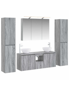 Set di mobili per il bagno 6 pcs Sonoma grigio