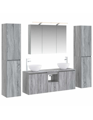 Set di mobili per il bagno 6 pcs Sonoma grigio