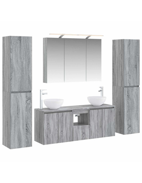 Set di mobili per il bagno 6 pcs Sonoma grigio