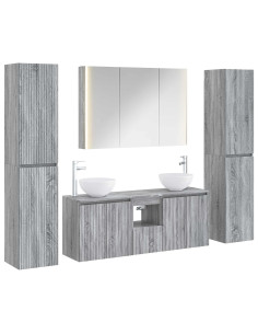Set di mobili per il bagno 6 pcs Sonoma grigio